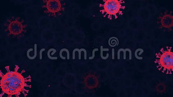 病毒病毒细胞在显微镜下漂浮在蓝色背景的液体中细菌和病毒疾病的病原体爆发视频的预览图