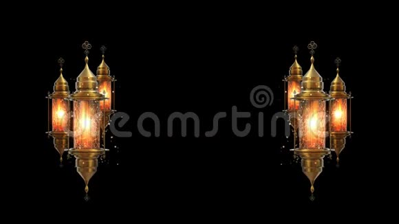 阿拉伯黄金斋月灯与阿尔法频道包括在内三维动画加载视频的预览图