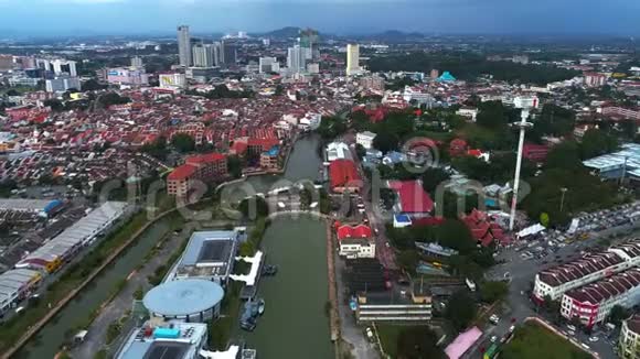马六甲历史马六甲市航空景观马六甲马来西亚视频的预览图
