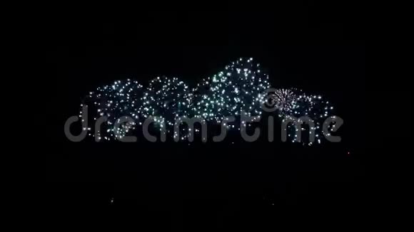 美丽的多色烟花在夜空循环动画视频的预览图