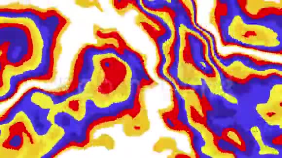 在白色背景上移动的彩色红色蓝色和黄色有机形状的抽象动画无缝循环动画视频的预览图