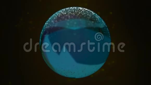 抽象的霓虹灯球着不同色调的蓝色在黑色背景上视频的预览图
