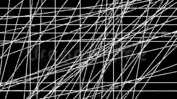 随机移动的白色线条在黑色背景最小的动画背景运动设计背景视频的预览图