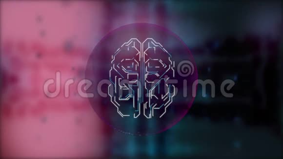 人工hud脑模型在模糊的粉蓝色背景下提供神经冲动视频的预览图
