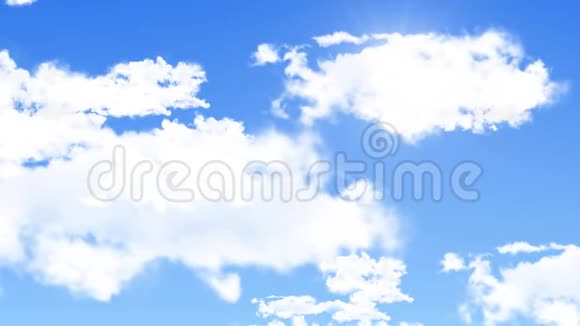 美丽的蓝天与云彩循环动画背景绿色屏幕视频的预览图