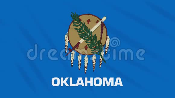 俄克拉荷马州美国摇摆旗上有绿色的免于冠状病毒的印记视频的预览图