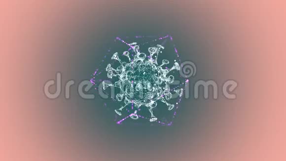 如何保护自己不受病毒感染照明病毒细胞锁定在一个六边形框架内的浅粉色背景视频的预览图