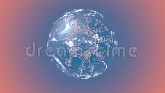 病毒在半透明球体内形成通道在红色阴影背景上视频的预览图