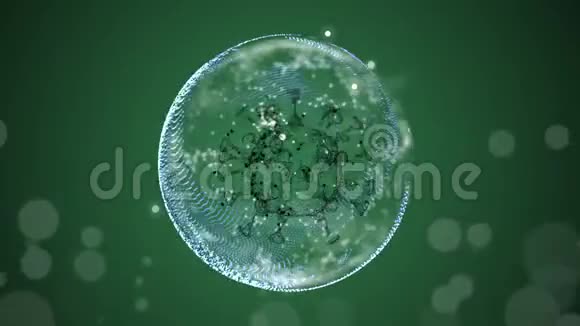 危险病毒漂浮和生长在绿色背景与离焦发光的bokeh视频的预览图