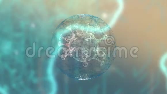 病毒在半透明球体内形成星云背景上有通道视频的预览图