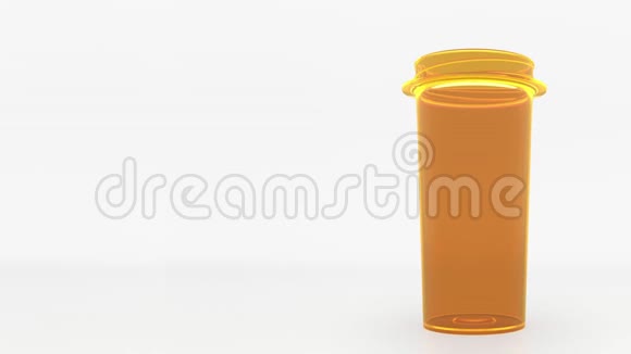 橙色药瓶用利巴韦林仿制药丸作为可能的COVID19疾病治疗3D动动画视频的预览图