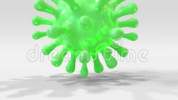 坠落绿色橡胶冠状病毒模型概念三维动画视频的预览图