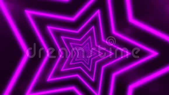 摘要数字背景与霓虹紫星形成隧道CG动画三维渲染无缝环视频的预览图