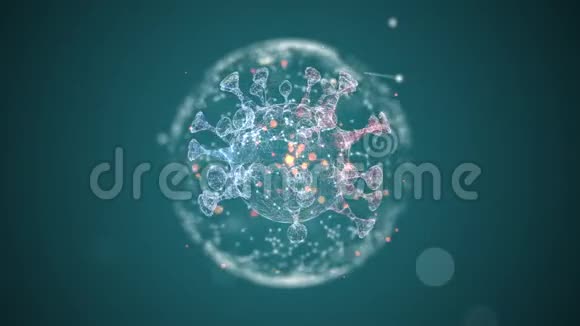 病毒形成在半透明球体内阿尔法通道在蓝色阴影背景上视频的预览图