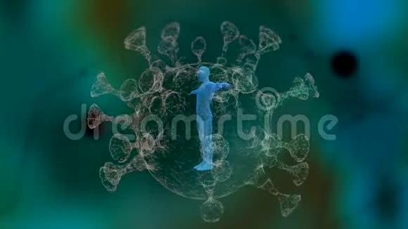 3D动画的人体腐烂在病毒细胞内抽象离焦背景视频的预览图