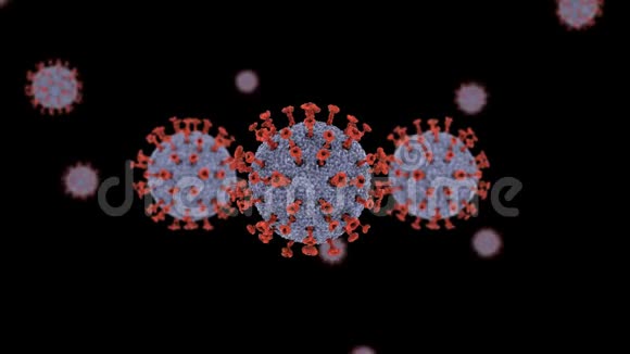 科罗纳病毒细胞漂浮3个细胞靠近前方视频的预览图