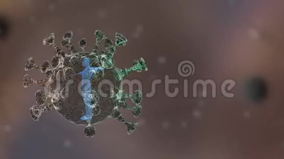 病毒3D动画攻击在黑色bck地上旋转的dna视频的预览图