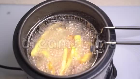 在家里用油炸锅烧油薯条视频的预览图