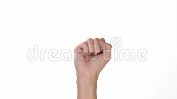 白色背景上的人的手是一个孤立的显示OK标志处插入文字或背景情绪视频的预览图