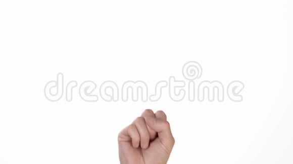 一个人的手白色背景的隔离显示一个手指否认处插入文字或背景情绪视频的预览图