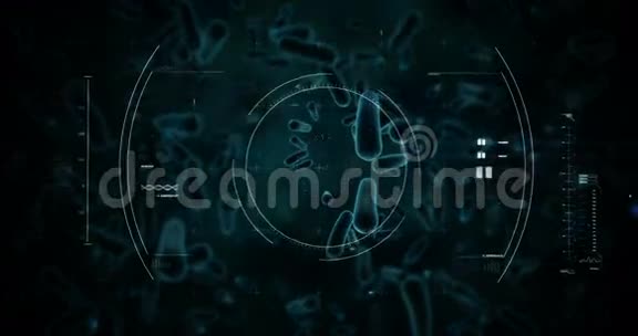 黑色背景下的数字病毒细胞和细菌细胞视频的预览图
