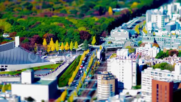 东京都市大角度倾斜的微型城市景观时间推移视频的预览图