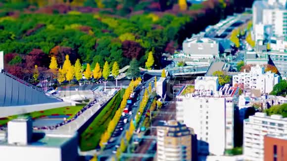 东京都市大角度倾斜变焦微型城市景观的延时视频的预览图
