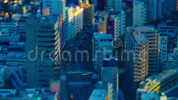 东京都市大角倾斜式翻盘的城市缩影视频的预览图