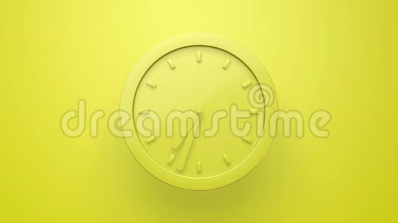 黄色最小时钟的三维渲染3小时的时间周期单色顶景视频的预览图