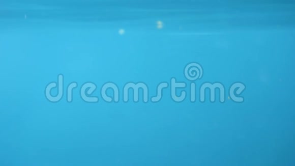 切片的青辣椒落入水中蓝色背景视频的预览图