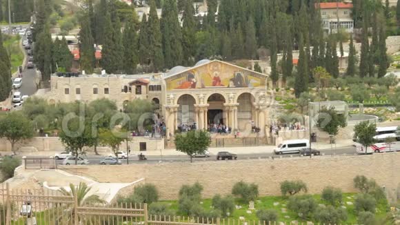 耶路撒冷橄榄山上的万国教堂和葛西曼花园视频的预览图