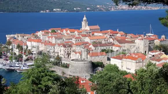 克罗地亚科尔库拉老城的景色视频的预览图
