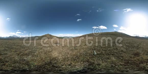 夏季或秋季丘陵草甸时间推移的360VR狂野无尽的自然和田园阳光照在绿色视频的预览图