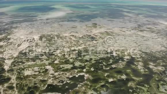 在延比亚尼村的一个低潮上在浅水上飞行当地居民Dow双体船和水下视频的预览图