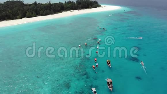 热带天堂Mnemba岛的空中飞行位于桑给巴尔主要岛屿昂古贾海岸3公里处视频的预览图