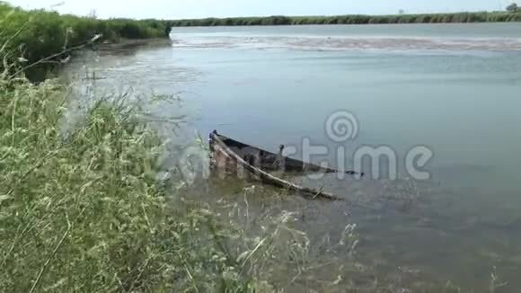 沙锡湖岸边的沉没船视频的预览图