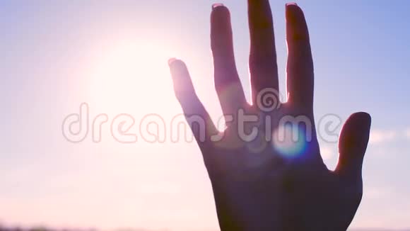 一只手在阳光下的剪影视频的预览图