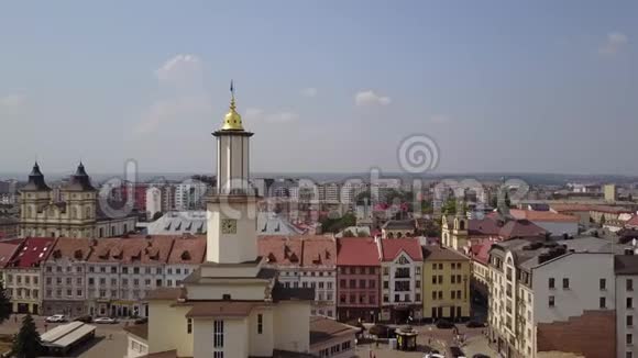 IvanoFrankivsk乌克兰空中老历史建筑视频的预览图