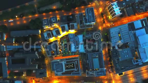 空中鸟瞰法兰克福美因德国天空之夜视频的预览图