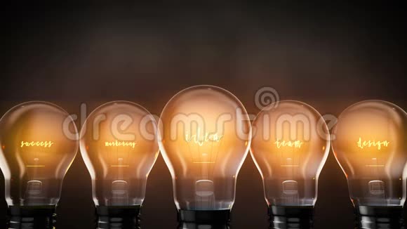 灯泡创意成功营销团队和设计闪亮的电灯转动视频的预览图
