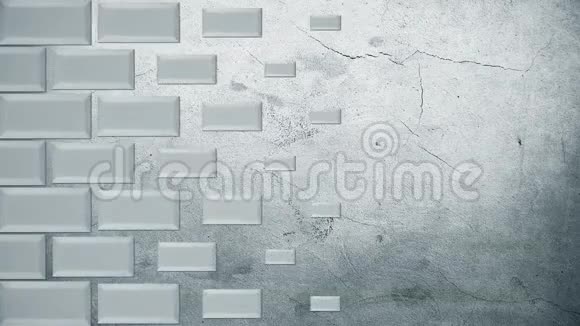 抽象长方形几何曲面仿砖动画灰砖出现了形成了一堵银墙视频的预览图