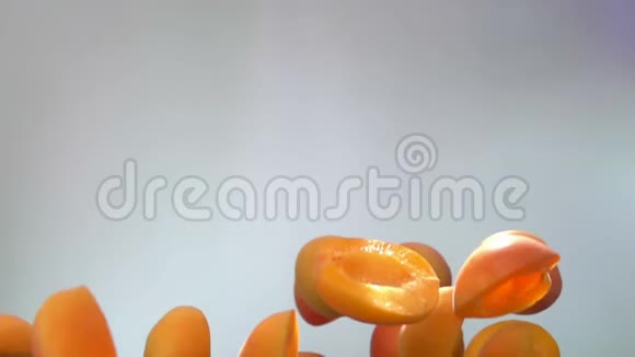 杏花的半瓣在白色背景上弹起视频的预览图