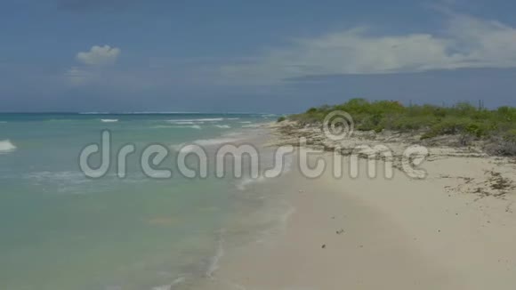 加勒比海大特克沙滩的鸟瞰图视频的预览图