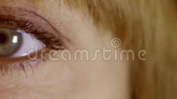 中年妇女的灰色眼睛特写镜头宏观的一个欧洲人视频的预览图