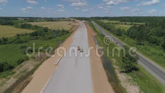 新道路的建设筑路用砂丘新路替补视频的预览图