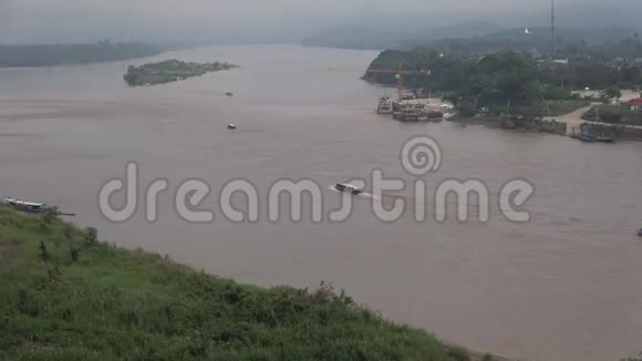 湄公河金三角泰国缅甸和老挝的边界视频的预览图