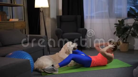 在狗的控制下训练女性腹部视频的预览图