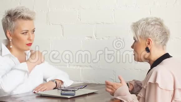 女商人和客户讨论可能的室内合同视频的预览图
