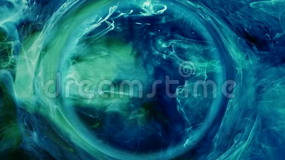 墨水漩涡占星术黄道蓝茶绿视频的预览图