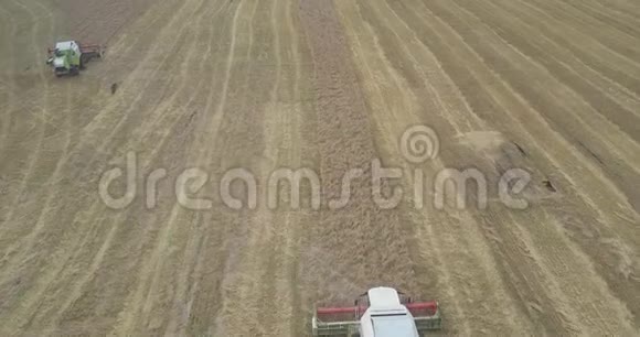 全景式小麦收获与机器田间视频的预览图